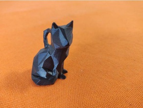 low poly sitting cat keychain animals 3d print model - Mito3D