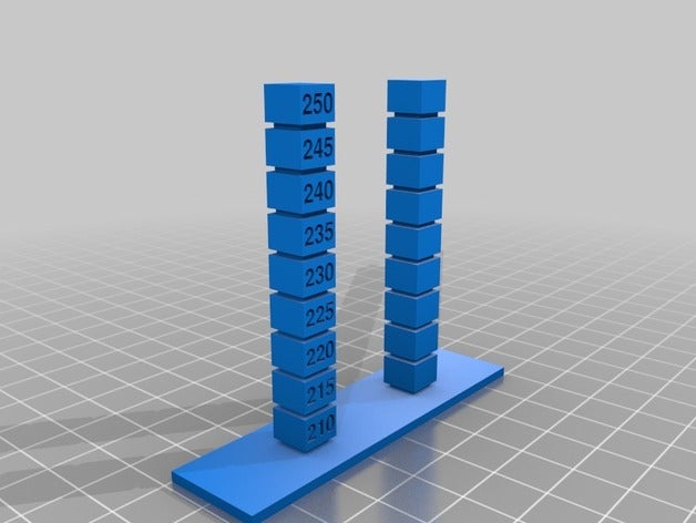 temperatura torre de petg-se amarrar 210-250 +5 3 d impressão testes personalizado 3D print model - Mito3D