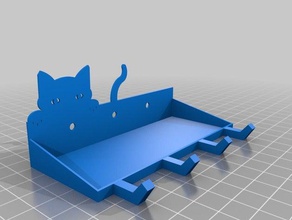 tray key holder cat peeking decor keychain hook puss 3d print model - Mito3D