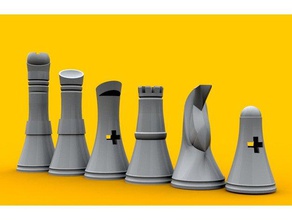 chess set bishop board game pieces king knight pawn queen rook 3d print model - Mito3D