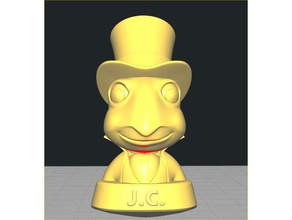 jiminy cricket bust sculptures 3dmodel base cartoon character freestanding hat head pinocchio 3d print model - Mito3D