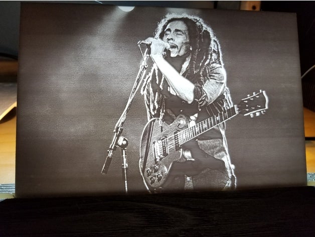 bob marley lithophane 2d a arte jamaica diodo emissor de luz lenda música presença 3D print model - Mito3D