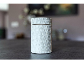 cylinder textured box organization candy container geometrical design geometry japanese jewelry lid nuts pattern pill 3d print model - Mito3D