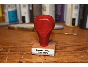 improved handle jayomegas trump lives here rubber stamp office donald maga 3d print model - Mito3D