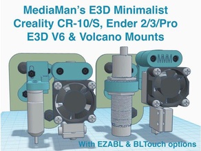 e3d minimalist v6 volcano creality cr10s ender 3pro clones printer parts cooling cr-10 3 e3dv6 hotend hot-end mount 3d print model - Mito3D