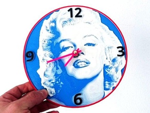 reloj marilyn monroe art 3dlito clock relief relieve 3d print model - Mito3D