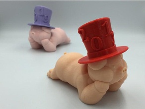 pig hat chinese new year remix animals cny 3d print model - Mito3D