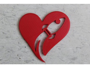 rocket love 2d art coaster cutout heart lasercut valentine valentines day 3d print model - Mito3D