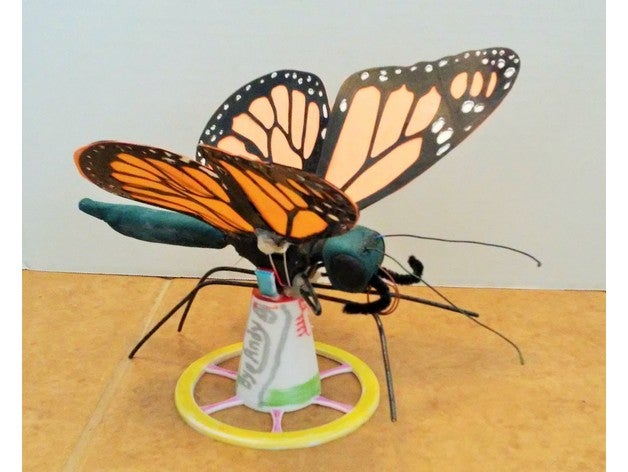 stand octozeros articulated monarch butterfly mechanical toys 3D print model - Mito3D
