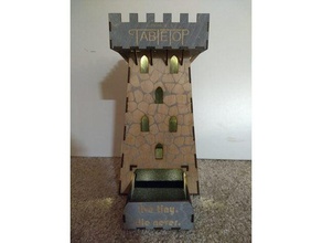 corte a laser dice tower - remix brinquedos jogos dnd lasercut mesa 3d print model - Mito3D