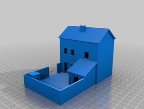 maison avec garaj binalar yapılar mimarlık ho ölçek 3d print model - Mito3D