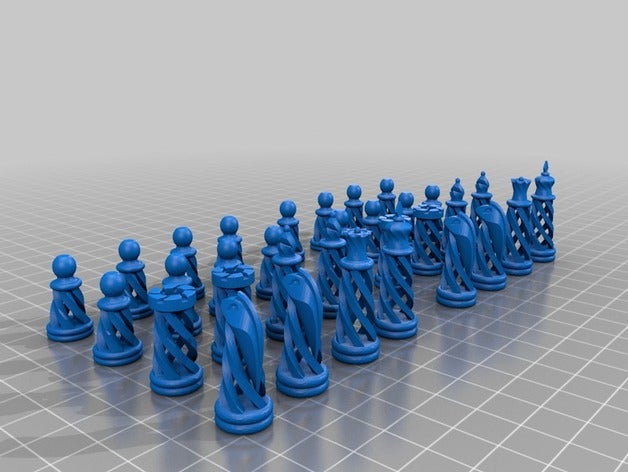 spiral chess set 3d printing 3D print model - Mito3D
