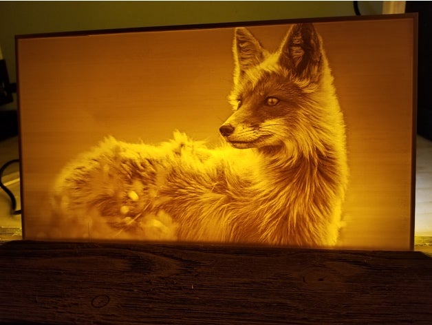 fox lithophane 2d sanat sevimli foxy hendrix led doğa gecelambası 3D print model - Mito3D