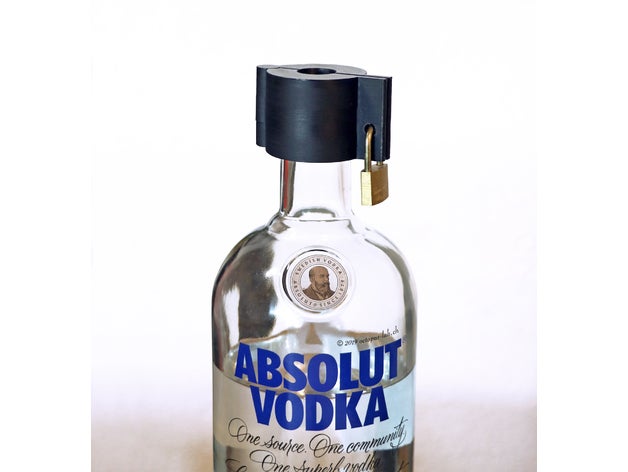 assolutamente smettere di vodka famiglia materiali consumo la bottiglia tappo serratura lucchetto sicurezza 3D print model - Mito3D