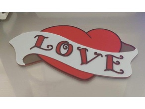 valentines love heart 2d art multicolor day 3d print model - Mito3D