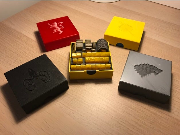 oyun tahtası oyunu ajanda kapak thrones oyunlar baratheon boardgame kutusu gameofthrones var greyjoy lannister martell stark depolama token sahibi simge düzenleyici tyrell 3D print model - Mito3D