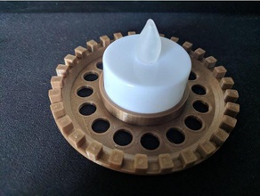 cog style candle tea light holder props candleholder tealight 3d print model - Mito3D