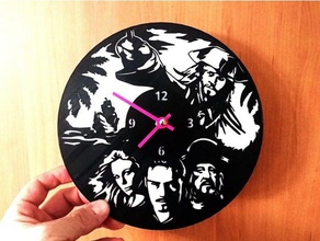 reloj de piratas del caribe a arte relógio stencil parede 3d print model - Mito3D
