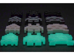 tiny space invaders 3 5mm magnets sculptures arcade computer game retro video 3d print model - Mito3D