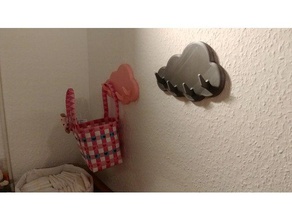 cloud hooks organization baby coat hook kids towel wall 3d print model - Mito3D