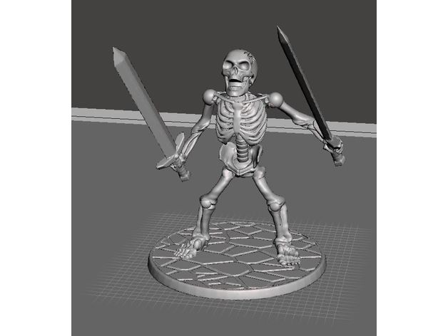 28mm skeleton warrior berserk swords akimbo games dnd miniature minature 3D print model - Mito3D