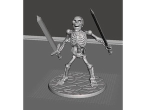 28mm squelette guerrier berserk épées akimbo jeux le mdn miniature 3d print model - Mito3D