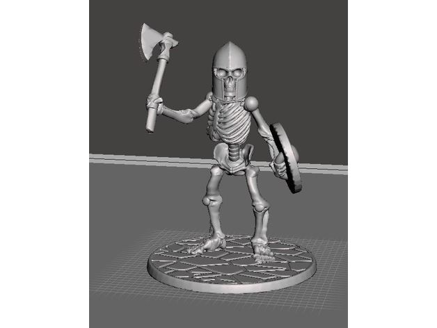 28mm esqueleto guerreiro de machado escudo jogos dnd em miniatura wargames 3D print model - Mito3D