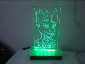 parametrik akrilik işareti açtı işaretler logoları kazımayı kazınmış aydınlatmalı lamba LED led tutucu ışık openscad parametreli usb ile çalışır gücüne sahip 3d print model - Mito3D