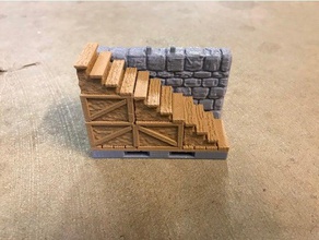 openforge dungeon stone stairs low high toy game accessories 25mm 28mm dnd tiles openforge2 terrain 3d print model - Mito3D