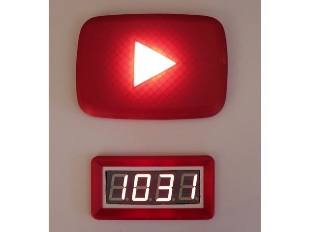 youtube Abonnenten-Zähler diy Lampe led-Licht youtube-Symbol youtube-logo youtube-play-button youtube-video 3D print model - Mito3D