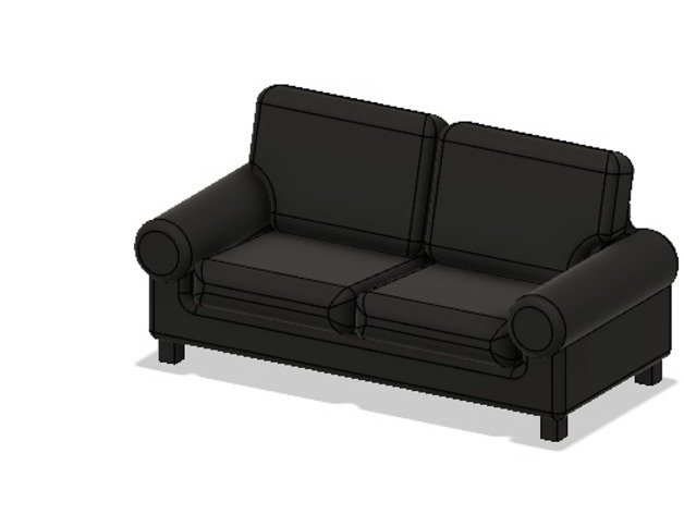 doll house stuff - couch model furniture dollhouse miniature pillow 3D print model - Mito3D