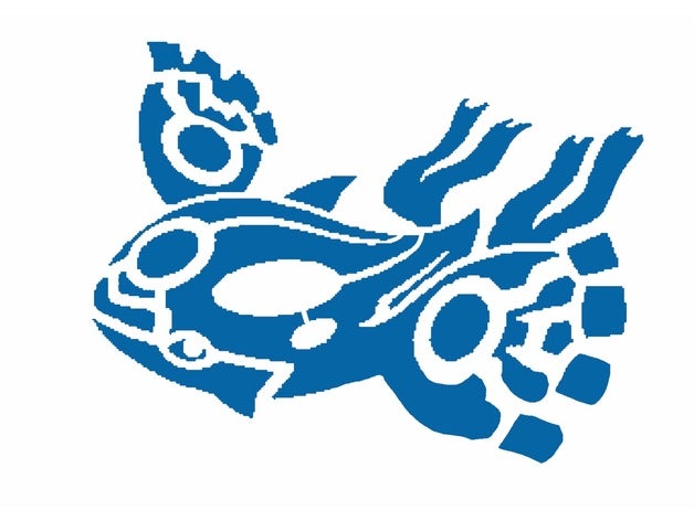 kyogre stencil 2d art hoen pokemon water type 3D print model - Mito3D