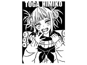 toga himiko'estêncil 2d a arte anime boku no herói academia mangá 3d print model - Mito3D