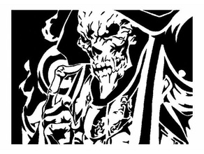ainz ooal gown stencil 2 2d art anime manga momon momonga overlord skeleton sorcerer king supreme being undead 3d print model - Mito3D