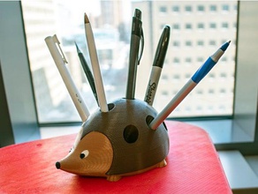 multi-color hedgehog pen holder 3d printing animal animals cute desk organizer pencil 3d print model - Mito3D