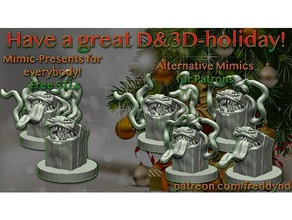 mimic präsentiert d&d Kreaturen Weihnachtsgeschenk dnd Miniatur dungeons dragons pathfinder 3d print model - Mito3D