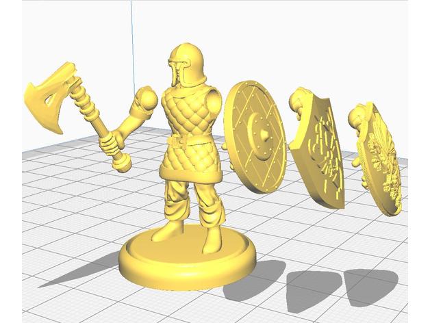 multipose town guard based axe shields toys games 28mm 28mmscale dnd mini miniature dungeons dragons fighter figure miniatures wargame wargames wargaming 3D print model - Mito3D