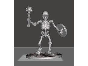 28mm skeleton warrior mace shield games dnd miniature figure miniatures wargames 3d print model - Mito3D