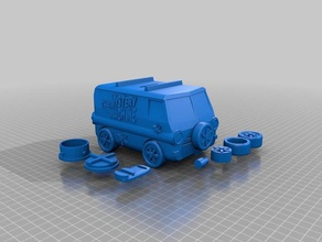 mystery machine bank2 remix coins badges auto caravan cartoon doo money scooby toy vehical 3d print model - Mito3D