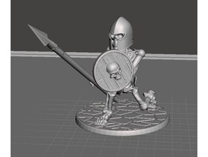28mm esqueleto guerreiro de lança, escudo 2 jogos dnd miniatura miniaturas crânio 3d print model - Mito3D