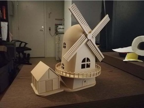rotação do moinho de vento pequena casa eletrônicos f3d arquivo incluído edifícios estruturas o motor nsfw idade galpão cidade madeira 3d print model - Mito3D