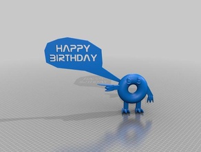 apontando donut feliz aniversário sinais logotipos 3d print model - Mito3D