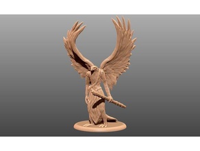 aarakocra tabletop miniature toys games 28mm anthropomorphic bird dnd dungeons dragons eagle fantasy god man miniatures pathfinder staff wargaming warhammer 3d print model - Mito3D