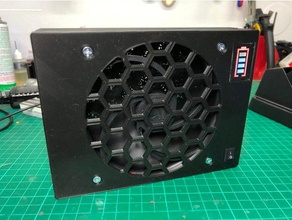 solder fume extractor powered diy 120mm fan 18650 battery akku filter smoke soldering 3d print model - Mito3D