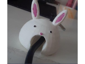 computer charger holder-bunny bunny clip cute holder laptop 3d print model - Mito3D