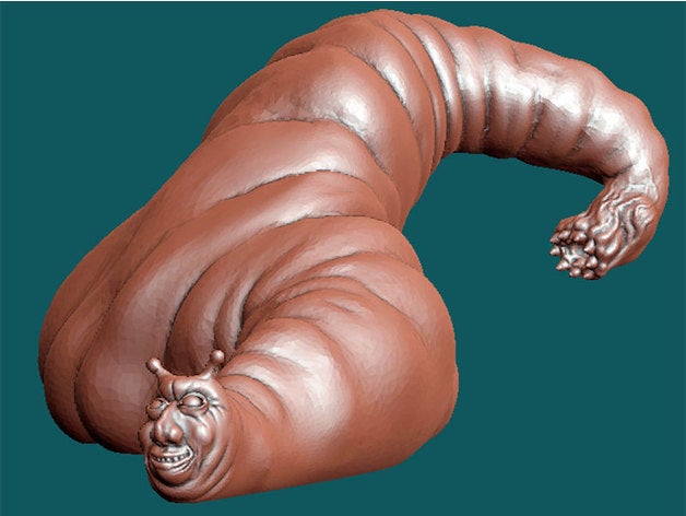 re verme animali 28mm frpg maggot mostro 3D print model - Mito3D