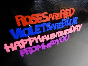 valentine rhyme signs logos magnet poem roses red 3d print model - Mito3D