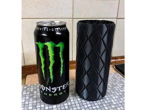 monster energy drink koozie - vaso spirale stampa v2 cucina & sala da pranzo bevanda energia mostro 3d print model - Mito3D