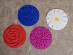 poder de flor coaster set cocina comedor crisantemo daisy jardín la rosa violeta 3d print model - Mito3D