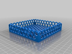 hex tray large square low 3d print model - Mito3D